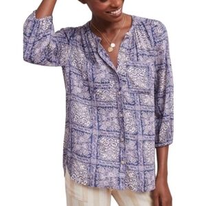 Anthropologie Akemi + Kin Coconino Paisley Patchwork Button Down Top Purple XS